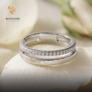 Sterling Silver Full Eternity Ring | Moissanite & CZ Cubic Zirconia Band | Wedding Band | Stackable Promise Ring, Diamond Rin
