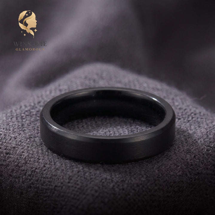Personalized Engraved Couple Ring, Custom Name, Date Wedding Band, Stainless Steel Promise Ring, Gold Silver Black Ring, Gift