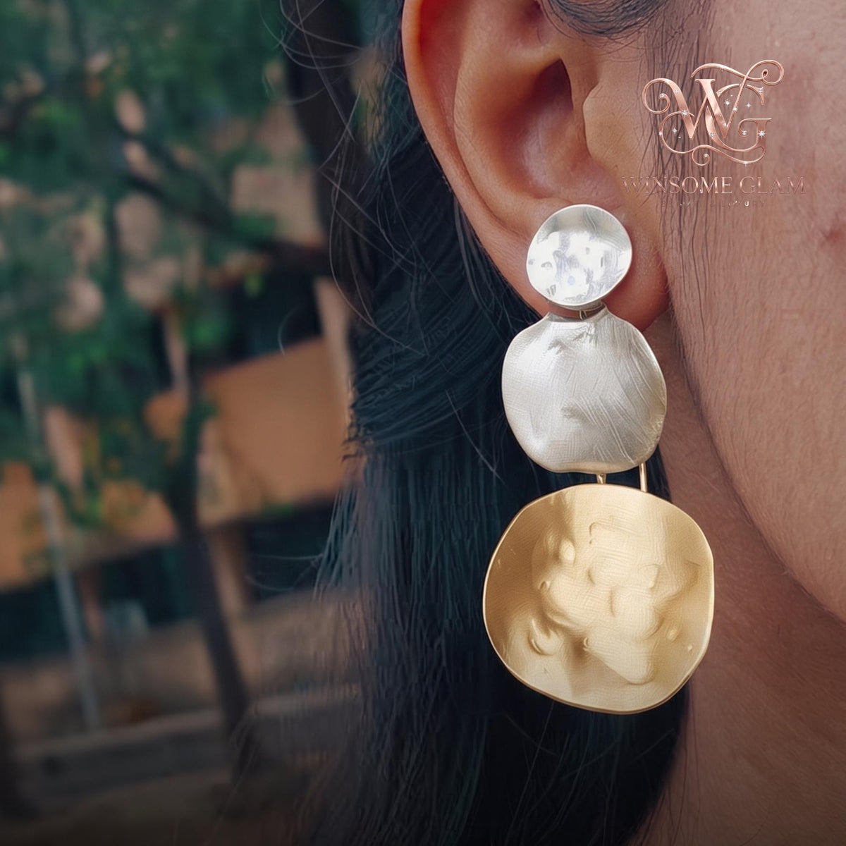 Boho Stacked Sphere Drop Earrings | Gold & Pearl Three-Tier Statement Earrings
