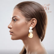 Boho Stacked Sphere Drop Earrings | Gold & Pearl Three-Tier Statement Earrings