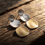 Boho Stacked Sphere Drop Earrings | Gold & Pearl Three-Tier Statement Earrings