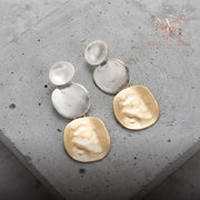 Boho Stacked Sphere Drop Earrings | Gold & Pearl Three-Tier Statement Earrings