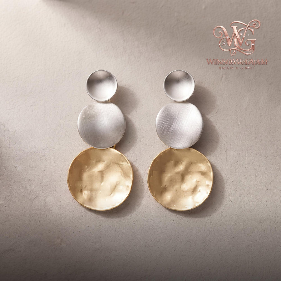 Boho Stacked Sphere Drop Earrings | Gold & Pearl Three-Tier Statement Earrings