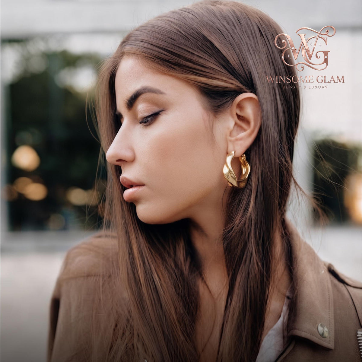 Gold Twisted Huggie Hoops | 18K Gold Plated Chunky Sculptural Earrings Women Minimalist Everyday