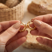 Gold Twisted Huggie Hoops | 18K Gold Plated Chunky Sculptural Earrings Women Minimalist Everyday