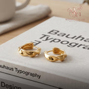 Gold Twisted Huggie Hoops | 18K Gold Plated Chunky Sculptural Earrings Women Minimalist Everyday