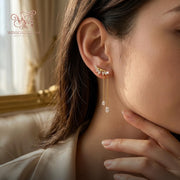 Ear climber, Dainty CZ Diamond Tassel, Sterling Silver Drop, Wedding & Bridesmaid Gift