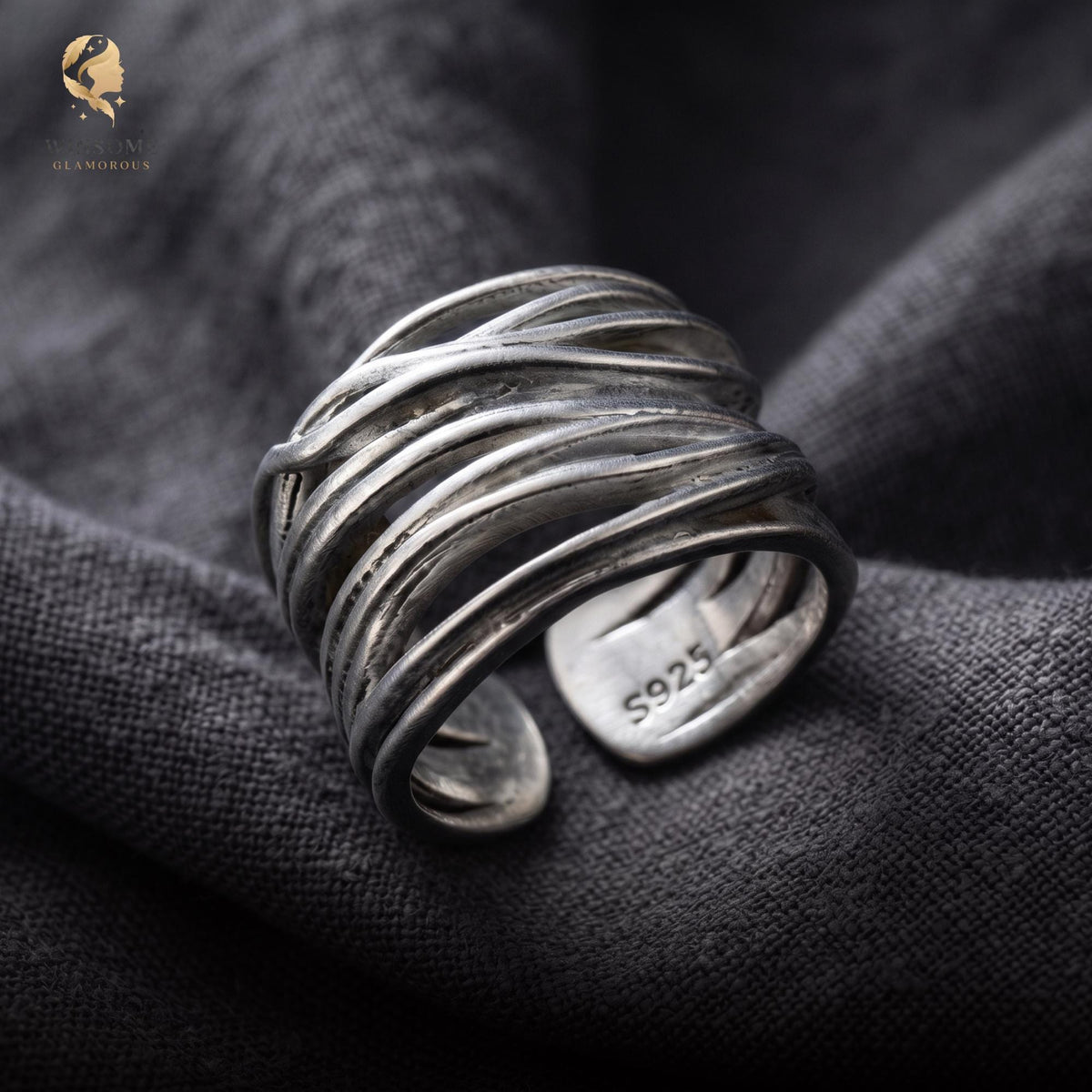Sterling Silver Multi-Layer Adjustable Statement Ring | S925 Boho Minimalist Open Band Ring Unisex Gift For Him Her