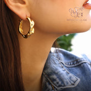 Gold Twisted Huggie Hoops | 18K Gold Plated Chunky Sculptural Earrings Women Minimalist Everyday