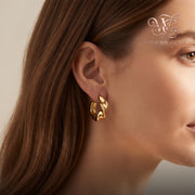 Gold Twisted Huggie Hoops | 18K Gold Plated Chunky Sculptural Earrings Women Minimalist Everyday