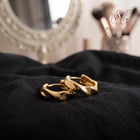 Gold Twisted Huggie Hoops | 18K Gold Plated Chunky Sculptural Earrings Women Minimalist Everyday