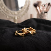 Gold Twisted Huggie Hoops | 18K Gold Plated Chunky Sculptural Earrings Women Minimalist Everyday