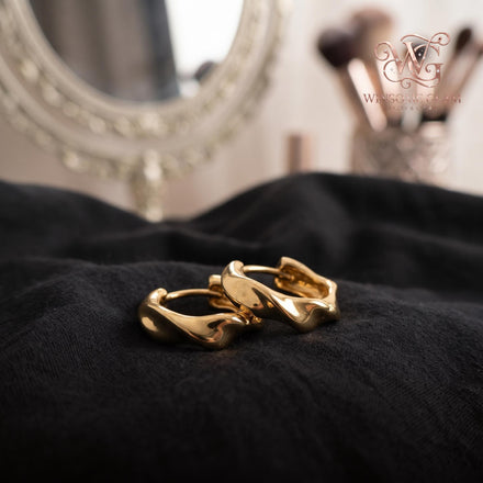 Gold Twisted Huggie Hoops | 18K Gold Plated Chunky Sculptural Earrings Women Minimalist Everyday