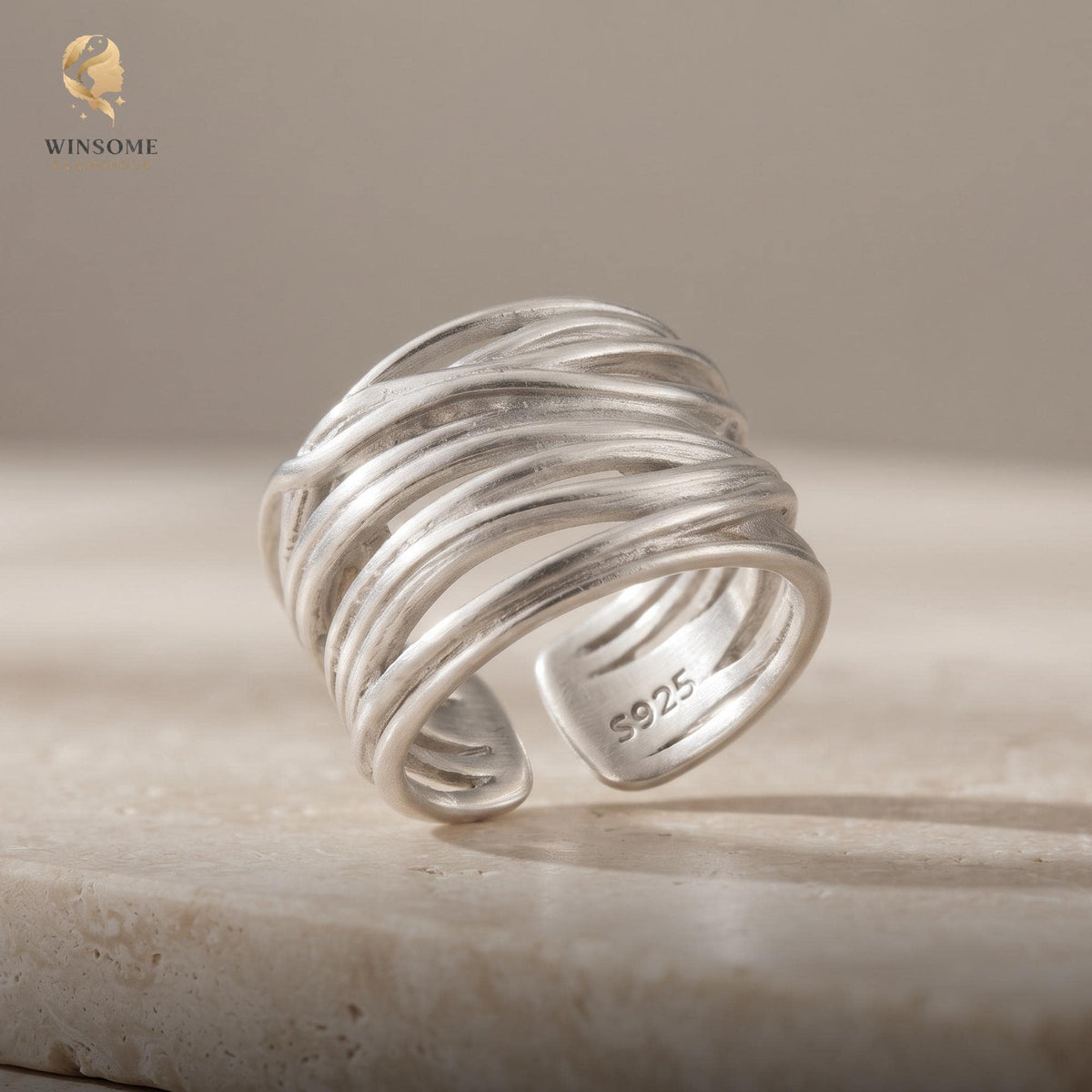 Sterling Silver Multi-Layer Adjustable Statement Ring | S925 Boho Minimalist Open Band Ring Unisex Gift For Him Her