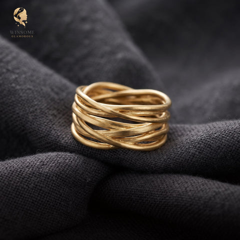 S925 Sterling Silver Adjustable Multi-Layer Statement Ring – Unisex Open Band