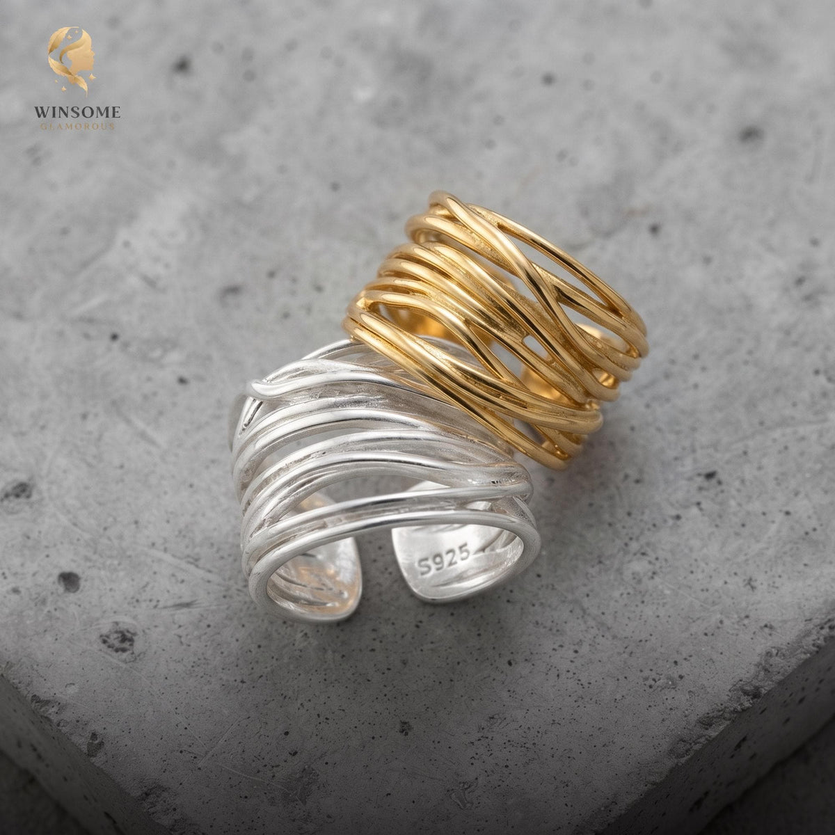 Sterling Silver Multi-Layer Adjustable Statement Ring | S925 Boho Minimalist Open Band Ring Unisex Gift For Him Her