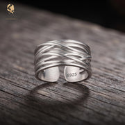 Sterling Silver Multi-Layer Adjustable Statement Ring | S925 Boho Minimalist Open Band Ring Unisex Gift For Him Her