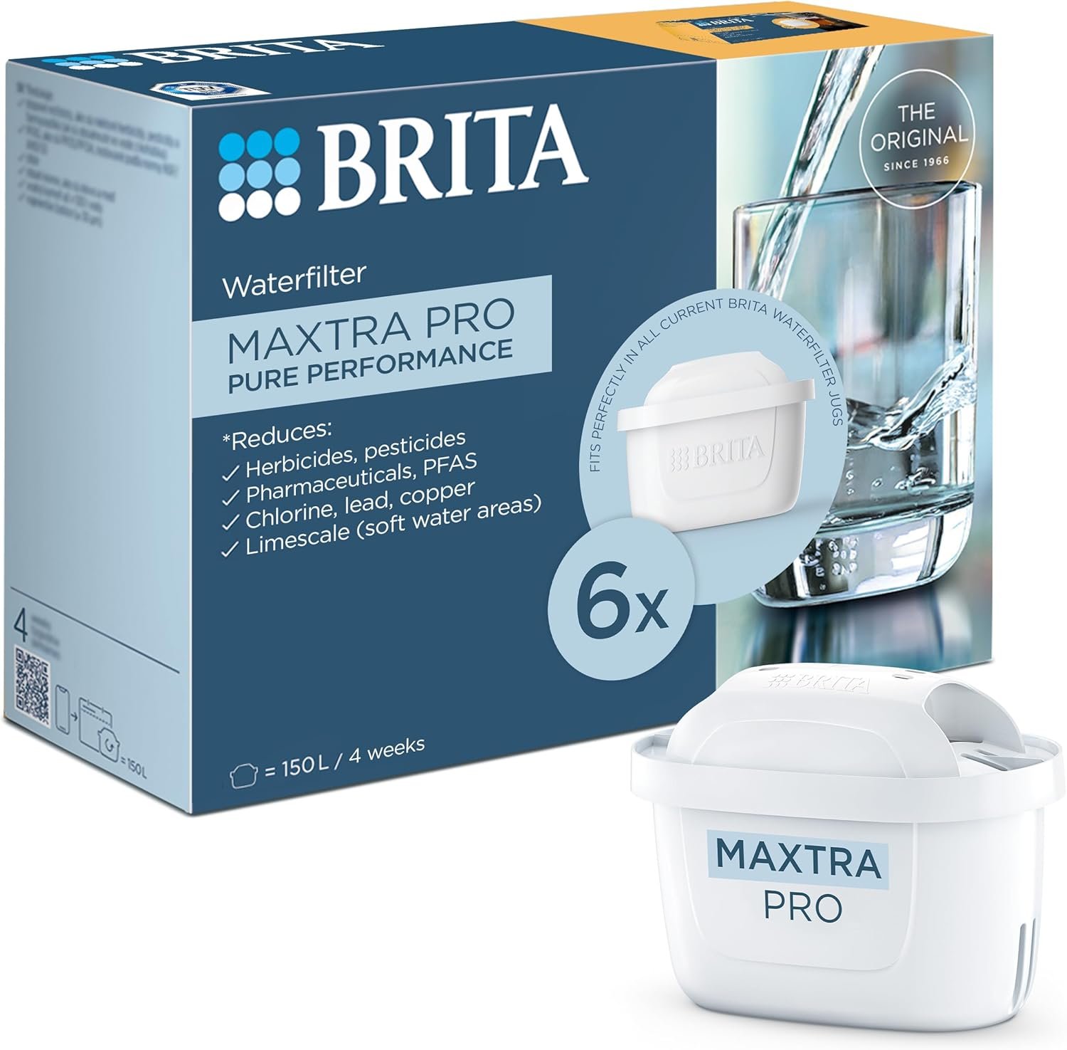 BRITA MAXTRA PRO Pure Performance Water Filter Cartridge – 6 Pack | Reduces Chlorine, PFAS, Pesticides & Limescale | For All BRITA Jugs & Flow