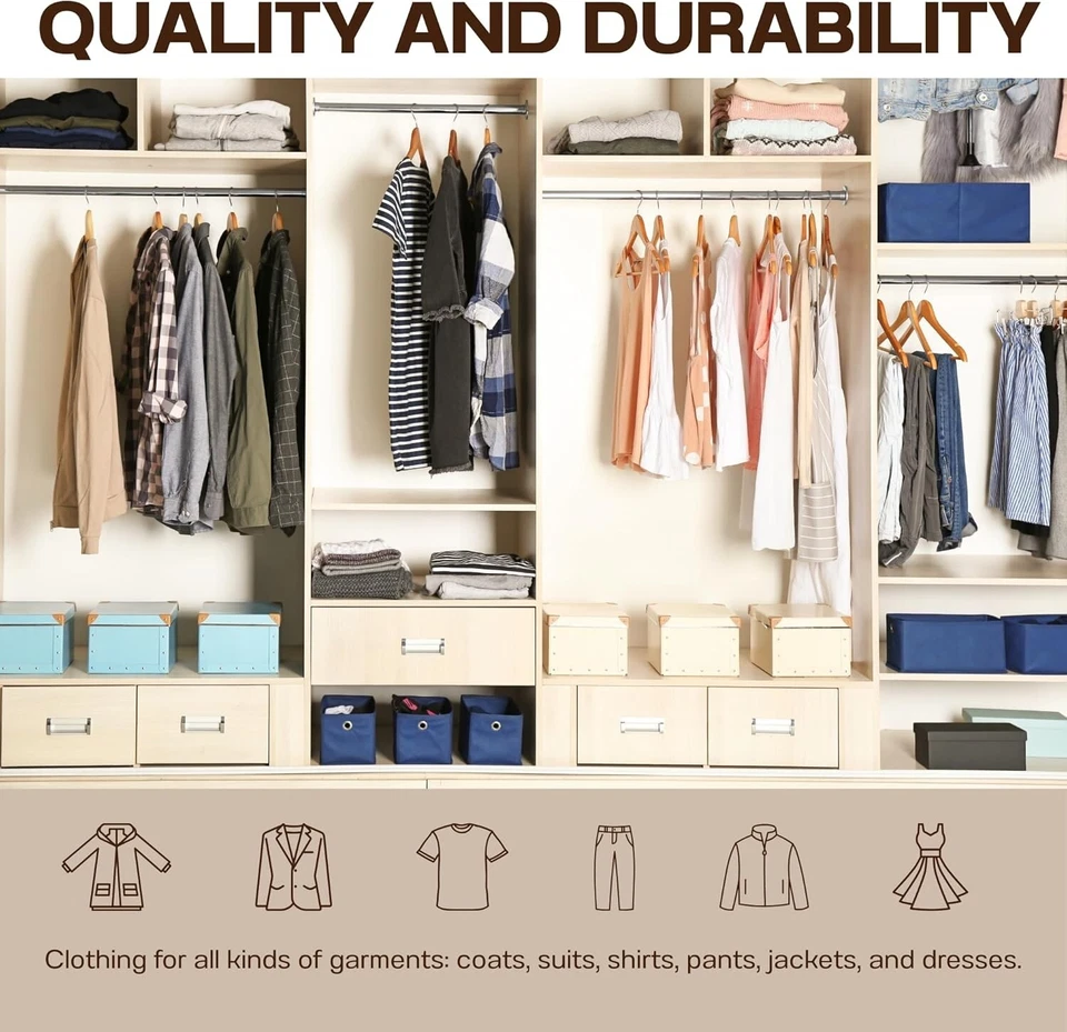 20 X WOODEN COAT HANGERS SUIT GARMENTS CLOTHES WOOD HANGER TROUSER BAR SET — thumbnail 4