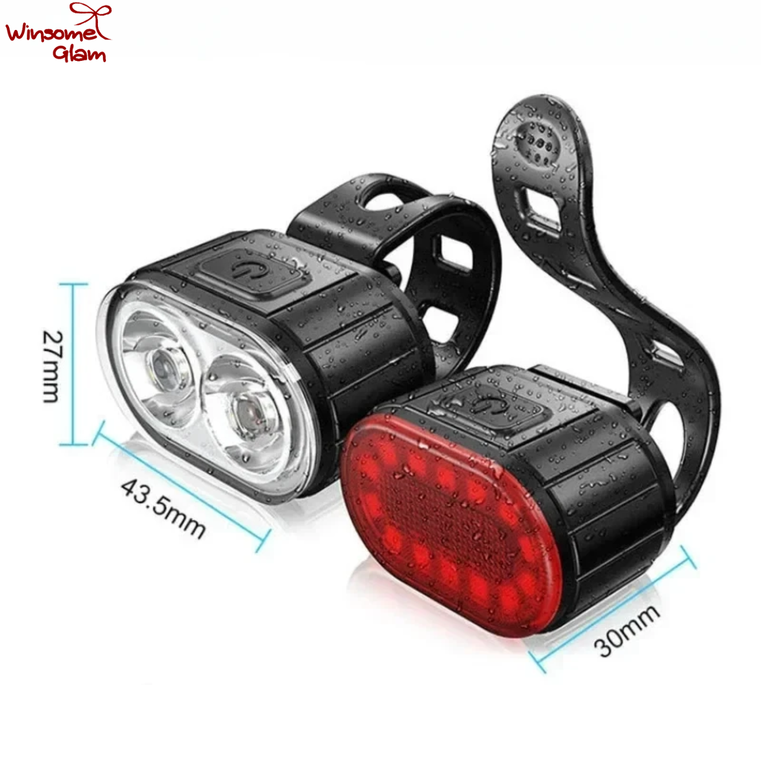 USB Rechargeable Bike Light Set – Super Bright 350 Lumens LED Front & Rear Bicycle Lights | Waterproof Cycling Safety Lamp | WinsomeGlam — thumbnail 2