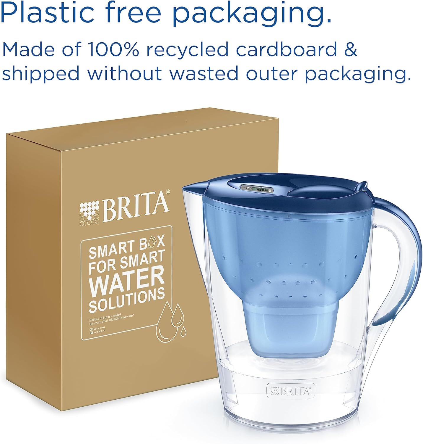 BRITA Marella XL Water Filter Jug Blue 3.5L + 1x MAXTRA PRO Pure Performance Cartridge | Digital LTI, Flip-Lid | BPA-Free & Dishwasher-Safe