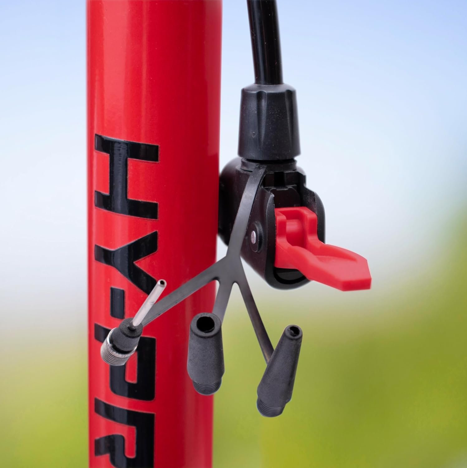 Hy-Pro Floor Pump for Bike & Balls – With Pressure Gauge, Presta & Schrader Valves | Football, Basketball, Rugby, Mountain Bike & Road Bike Pump — thumbnail 2