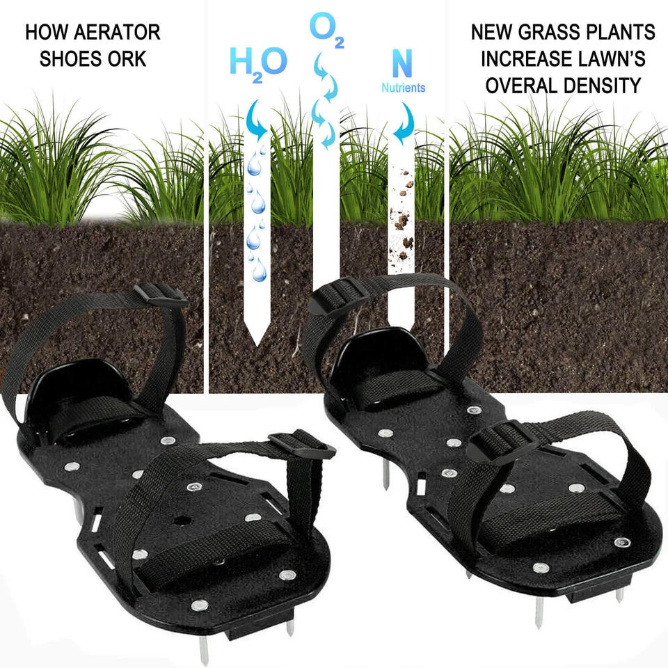 Lawn Aerating Spiked Shoes | Grass Aerator Sandals Adjustable Straps uk — thumbnail 5