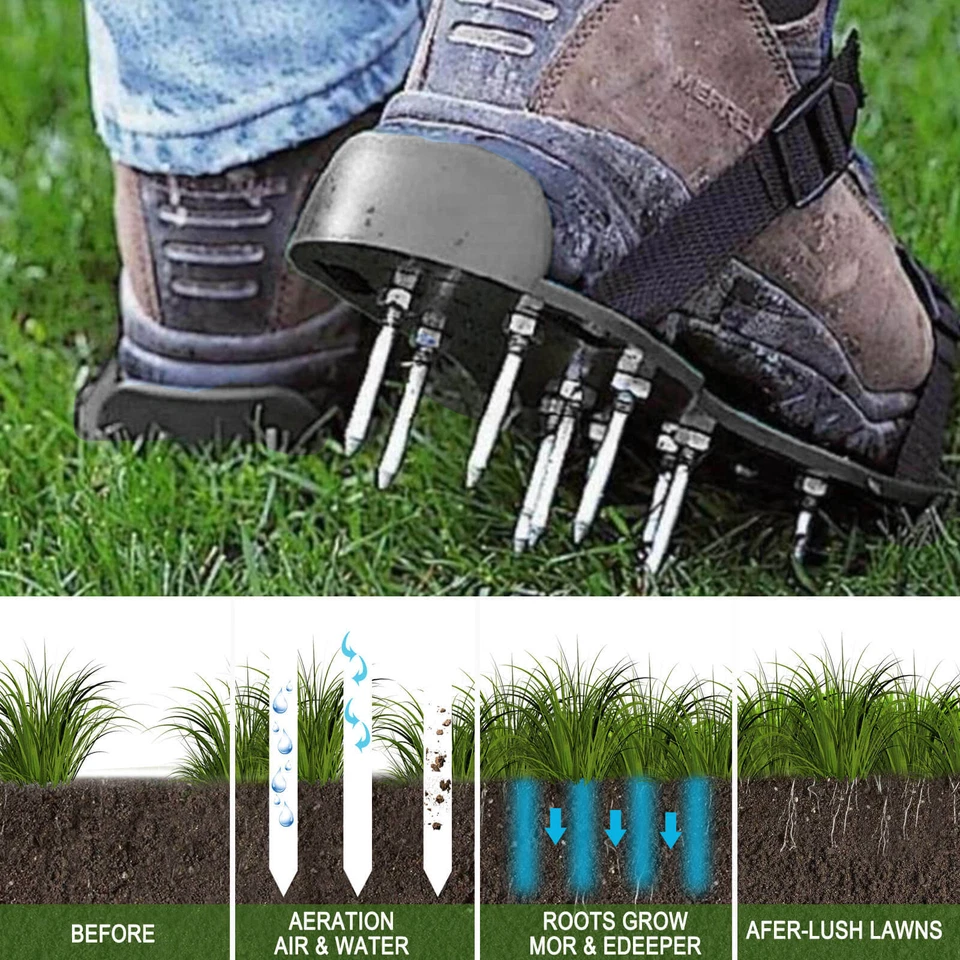 Lawn Aerating Spiked Shoes | Grass Aerator Sandals Adjustable Straps uk — thumbnail 2