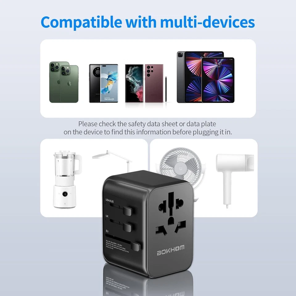 Universal Travel Adapter Worldwide Plug UK EU AU US USB-C & A Port Fast Charger — thumbnail 3