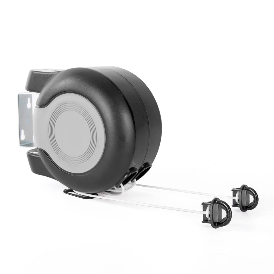 30m Washing Line Double Clothes Reel Retractable Wall Mounted Indoor & Outdoor — thumbnail 7