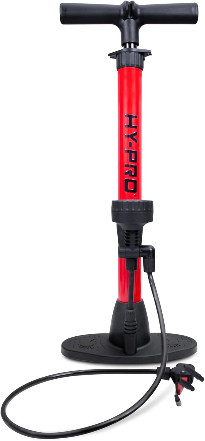 Hy-Pro Floor Pump for Bike & Balls – With Pressure Gauge, Presta & Schrader Valves | Football, Basketball, Rugby, Mountain Bike & Road Bike Pump
