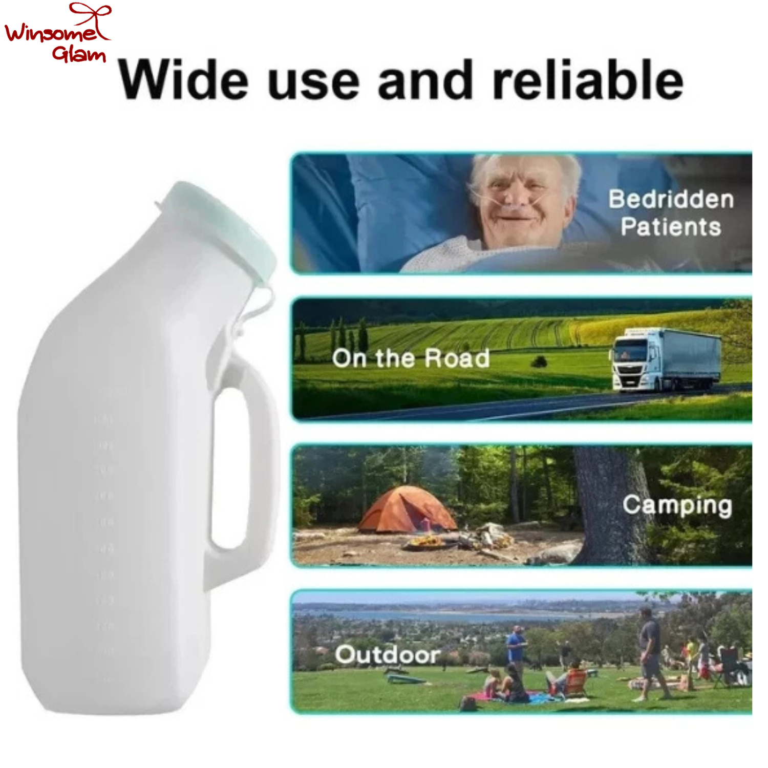 2x Male Urinal Bottle 1200ml — thumbnail 3